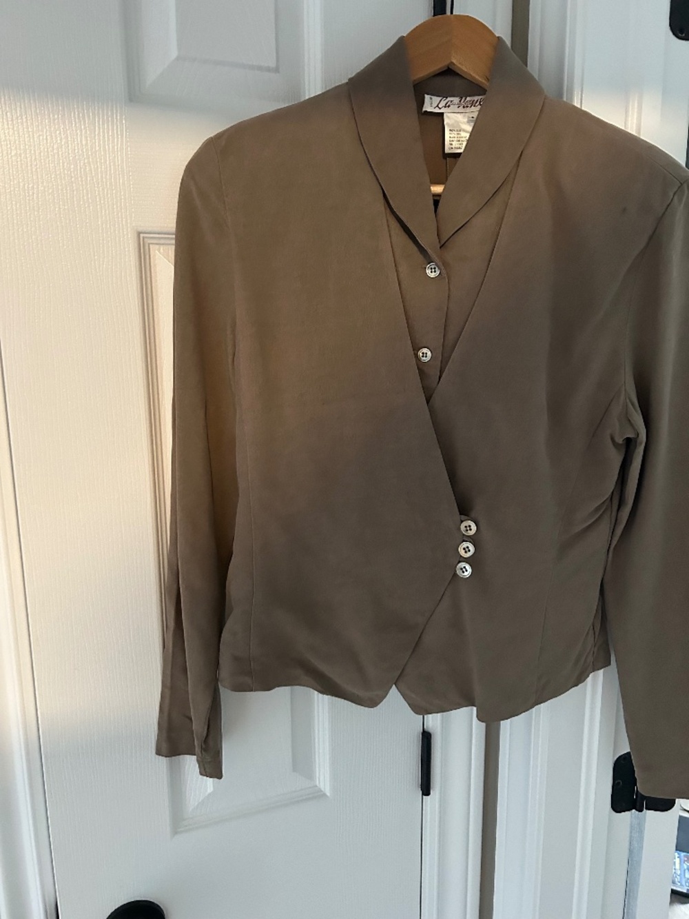 La Vanx Silk Wrap Vest Blouse | Taupe | S - marks